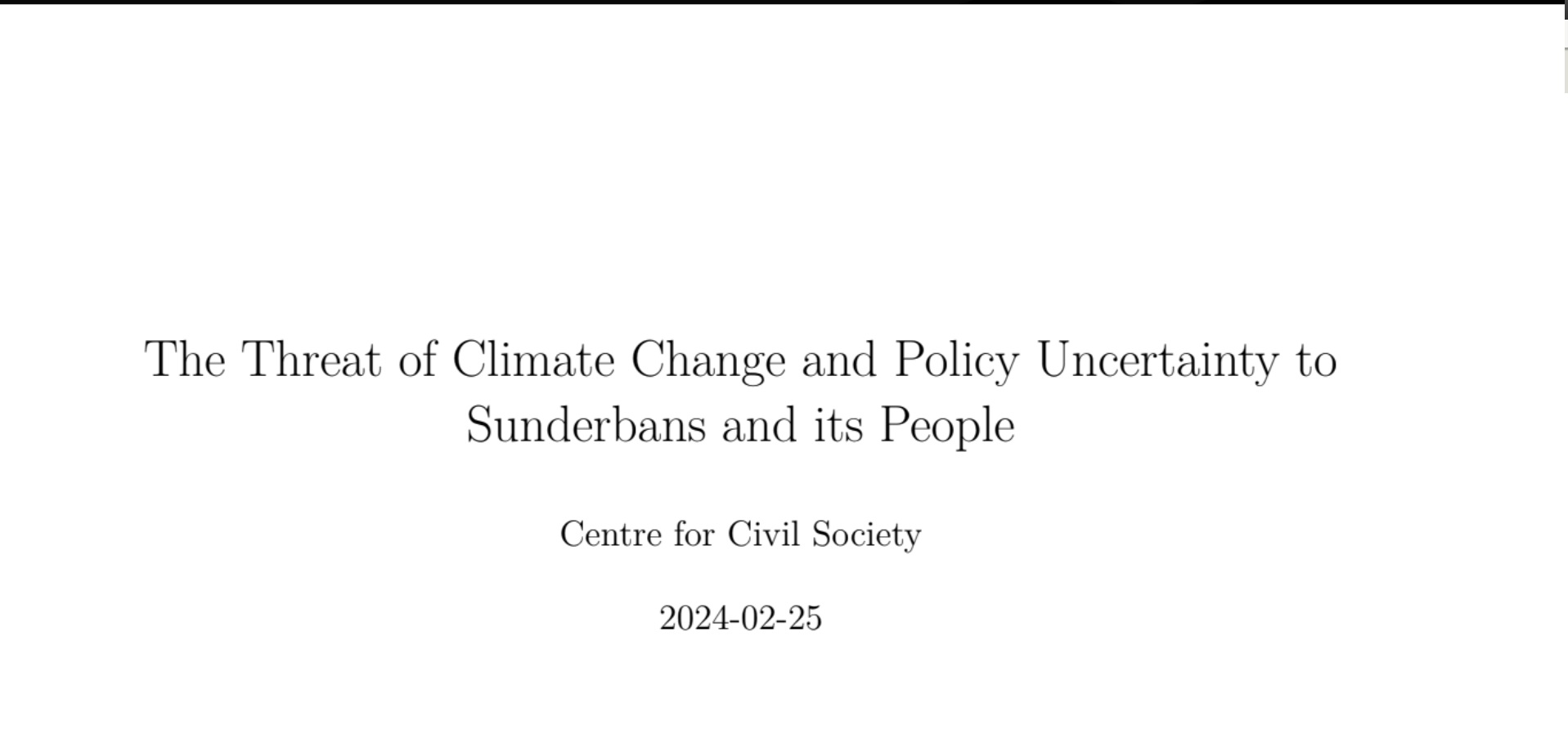 West Bengal Inland Fisheries Act 1984, Climate Change and the Sundarbans people